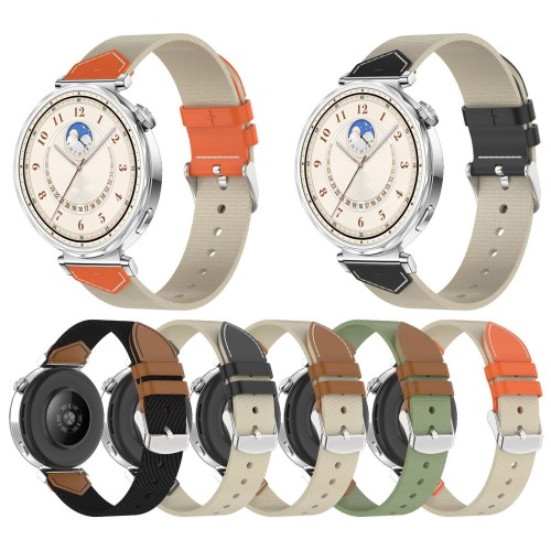 Saddle Brown Nylon Leather Hybrid Watch Band for Huawei GT5 18mm Universal Replacement Strap （NLB-555）